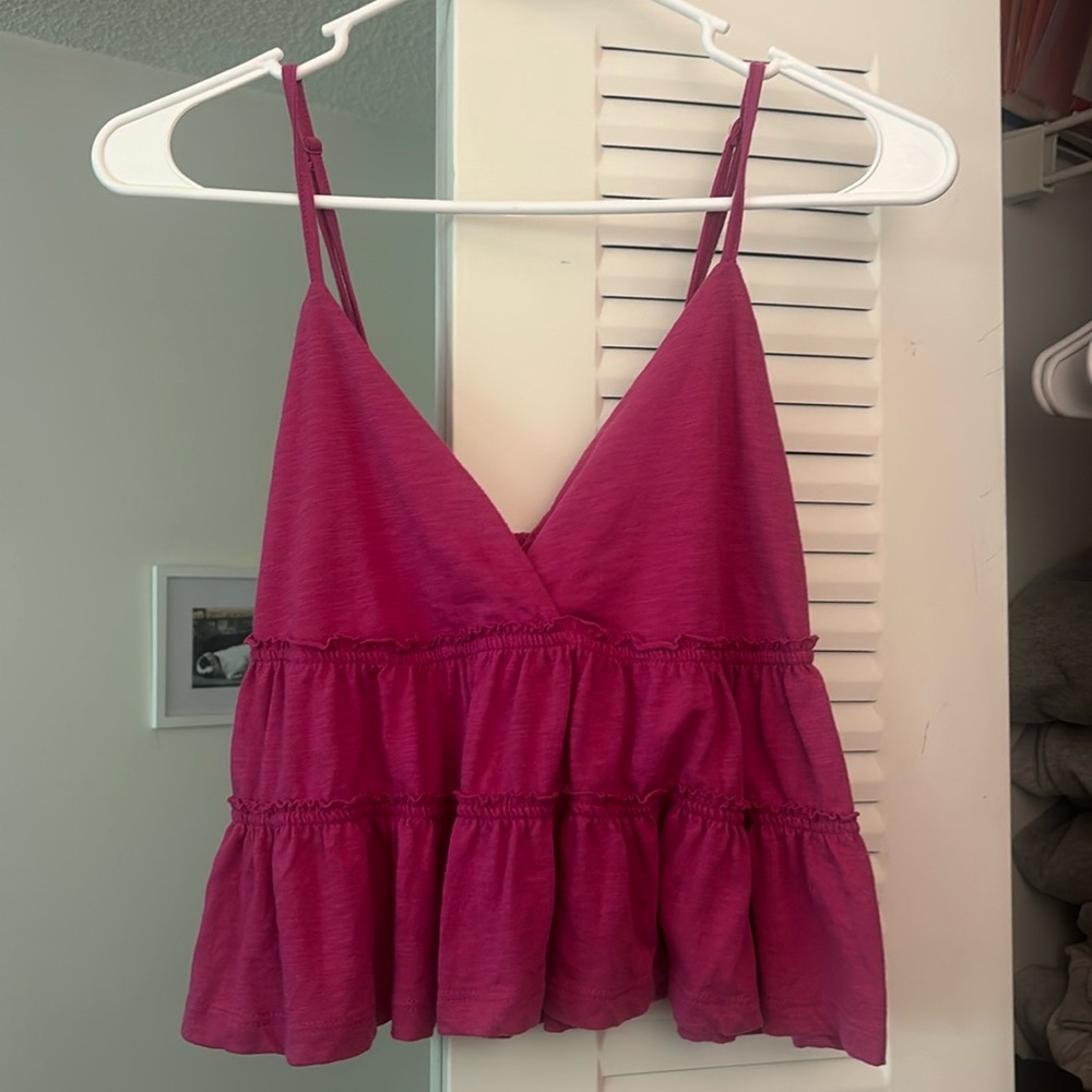 Hot pink babydoll crop top